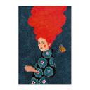 Póster de tela Mujer con vestido de flores y mariposa - Hülya
