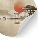 Vinilo decorativo Templo japonés al amanecer - Roze - Redondo