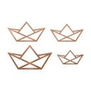 Décoration en bois placage acajou Bateau origami - bois d'acajou (4 parties) - 34x21 cm