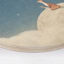 Cuadro de madera zorro en la luna con estrellas fugaces - Oliver Robins - Redondo