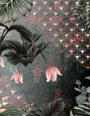 Fototapet i art deco-stil Kran i junglen med blomster og viftemønster 3,4 x 2,65 m