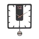 Holz-Wanduhr mit Pendel | MDF | mattschwarz, quadratisch, 52 x 40 cm