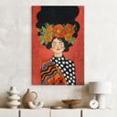 Canvasbillede Smilende kvinde med orange blomster - Hülya