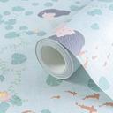 Papel pintado Sirena azul verde - papel pintado infantil con nenúfares y peces