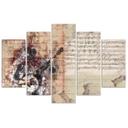5 stykke lærredstryk abstrakt guitarmusik vintage