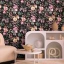 COSMOPOLITAN blomstertapet akvarel sort farverig - Ikke-vævet tapet blomstret moderne