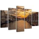 5 stykke lærredstryk City River Sunset