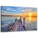Canvasbillede, sø ved solnedgang