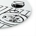 Glasbillede - Stilleben middag med vin - Treechild - Rund