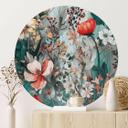 Vinilo decorativo floral - Pradera primaveral con flores - Redondo - Jaszke