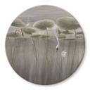 Glasschilderijen Lotusbloemen met zwaan in water in grijs - Ms Tiff - Rond