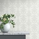 Papel pintado ornamental, papel pintado no tejido Erismann Versailles blanco, gris, plata