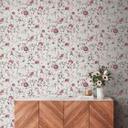 Blomstertapet blomster akvarel - Ikke-vævet tapet i lilla grøn beige - romantisk blomstertapet