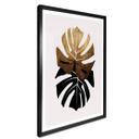 Poster Kubistika - Hojas de monstera negras y doradas