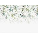 Leaves Green White - non-woven tapet med akvarelmotiv til stue og soveværelse