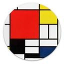 Tableau sur alu-Dibond Mondrian - Composition en rouge, jaune, bleu et noir