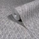 Papel pintado no tejido de color gris, antracita con motivo de rombos gráfico geométrico