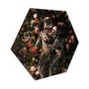 Hexagon Dibond Astronauter på en blomstereng - Nicebleed