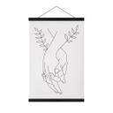Tekstil plakat Line Art - Elskende, der holder hinanden i hånden - Lizde