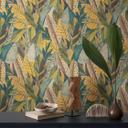 Papel pintado selva amarillo verde - diseño colorido de hojas tropicales - Papel pintado no tejido moderno