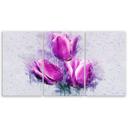 3 stykke lærredsprint, Tulipaner Blomster Pink