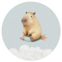 Wallsticker til børneværelset Capybara i rummet - Stjernedrøm - Rund