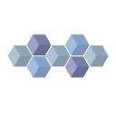 3D Hexagon Alu-Dibond sæt - Blå (sæt med 7)