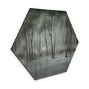 Wanddecoratie wolkenbos aan het meer met reiger in het groen - Ms Tiff - Aluminium Dibond
