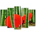 5 stykke lærred print Japan bambus paraplyer