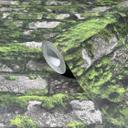 Non-woven tapet i realistisk stenlook med mosgrøn, grå steneffekt