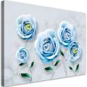 Canvasbillede, Blå 3D rosenblomst
