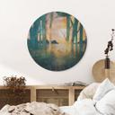 Glasbillede - Skovens magi ved solnedgang - SpaceFrog Designs