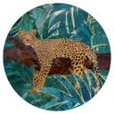 Leopard i smaragdgrøn jungle Wallsticker - Manovski - Rund