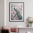 Plakat Påfugl med blomster - Haase