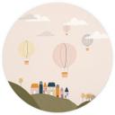 Tapet cirkel Farverige varmluftsballoner på himlen - Lisboa - vliesetapet/selvklæbende non-woven tap