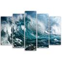 5 stykke lærredstryk Sea Ocean Waves