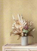 non-woven tapet i trælook og vævet look beige træeffekt