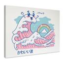 Lærredsprint - Kawaii-bølge med regnbue og Fuji-bjerget
