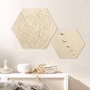 Hexagone - Bois 1X Studio - Dessin au trait Floral