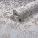 Non-woven tapet i hvid, beige bladmotiv bladlook blomstret natur 