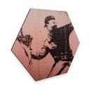 Hexagon - Alu-Dibond - Banksy - Flower Thrower - Kobbereffekt