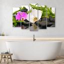 5 stykke lærred print Zen blomster bambus sten