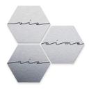 Hexagone - Alu-Dibond aspect argenté - Vis ris aime (Set de 3)