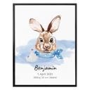 Poster Lapin bleu + Texte à personnaliser