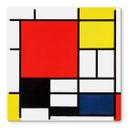 Tableau sur verre Mondrian - Composition en rouge, jaune, bleu et noir