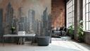 tapet skyline orange grå - non-woven tapet arkitektur Livingwalls - mat og glat