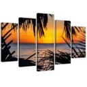 5 stykke lærredstryk Sea Palm Trees Sunset