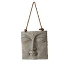 Buddha Gesicht Wandskulptur - Asiatische Wanddeko aus Kunststein - mit Seil 40x40 cm