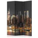 Screen room divider - New York i skumringen, 3-delt - 135x172 cm