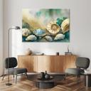 Canvasbillede, havskaller turkis akryl